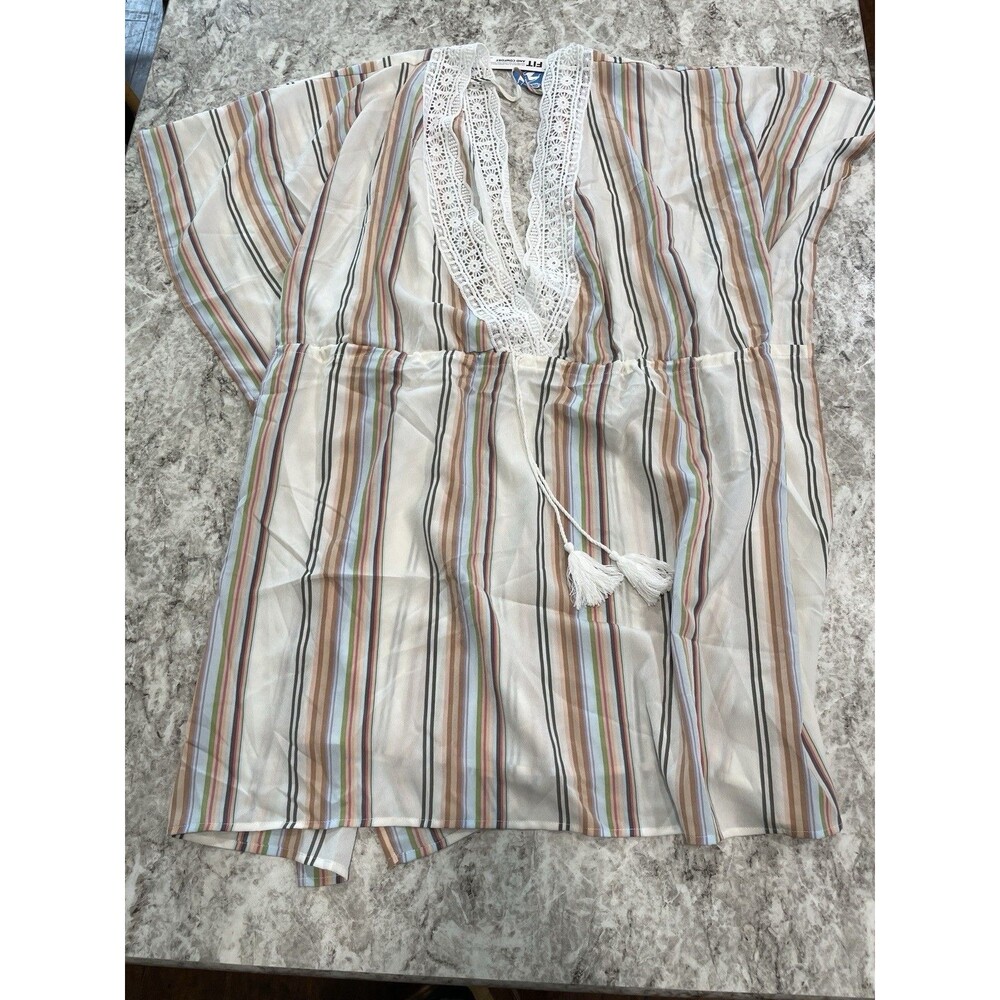 NEW WITH TAGS CUPSHE SWIM COVER UP DRESS WOMENS Large Striped NWT